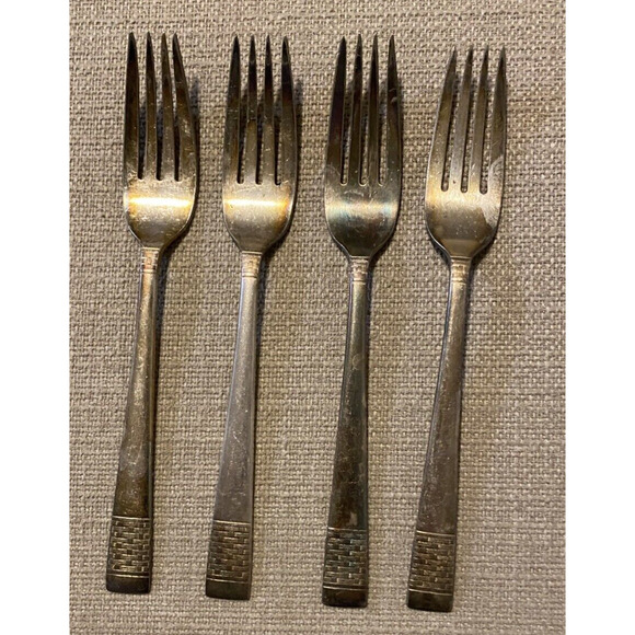 Vtg National Silver Co Silverware King Edward Cavalcade 22 Pc Set Need Polishing - Picture 2 of 16